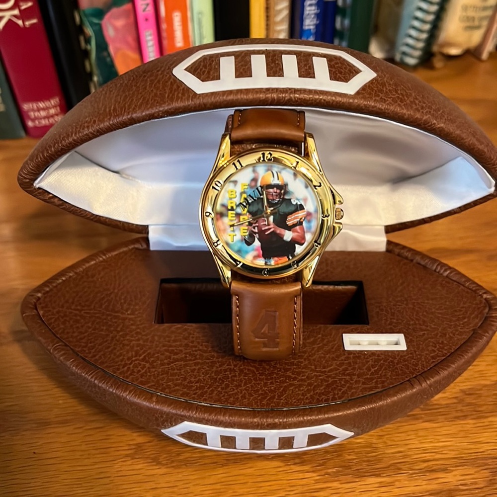 Brett Favre wristwatch.  Never worn and comes in a football gift box. NWOT